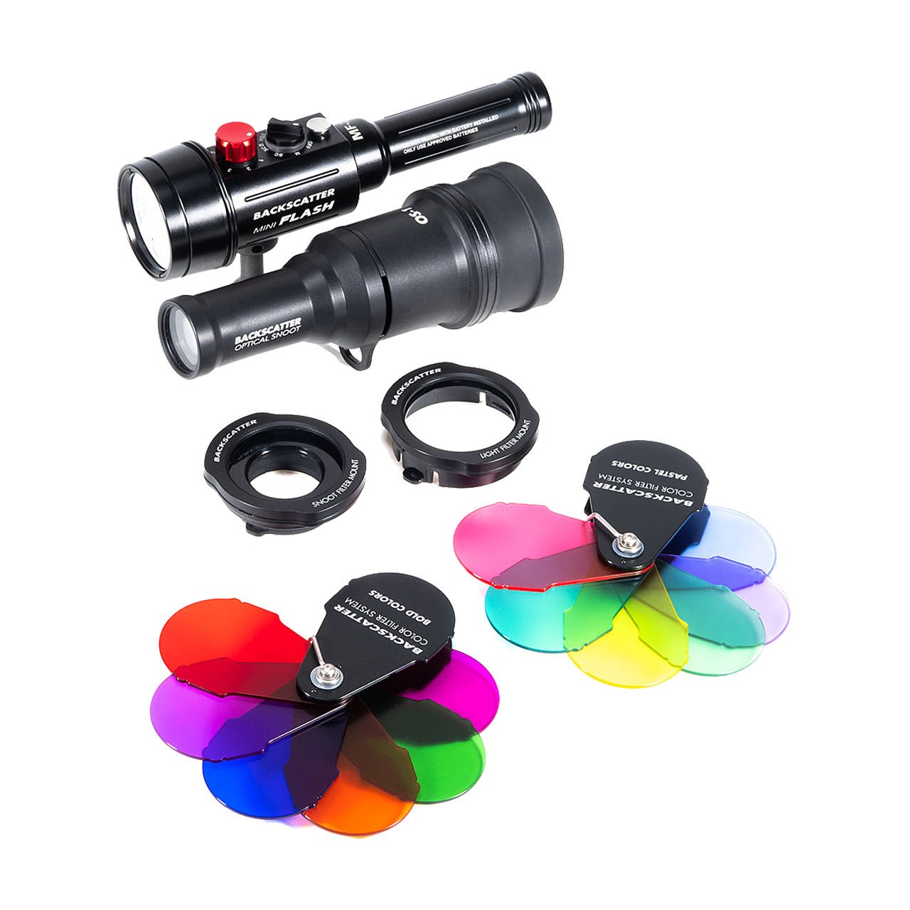 Backscatter Underwater Strobe MF-3 Mini Flash 3, Optical Snoot & Colour Filter Package