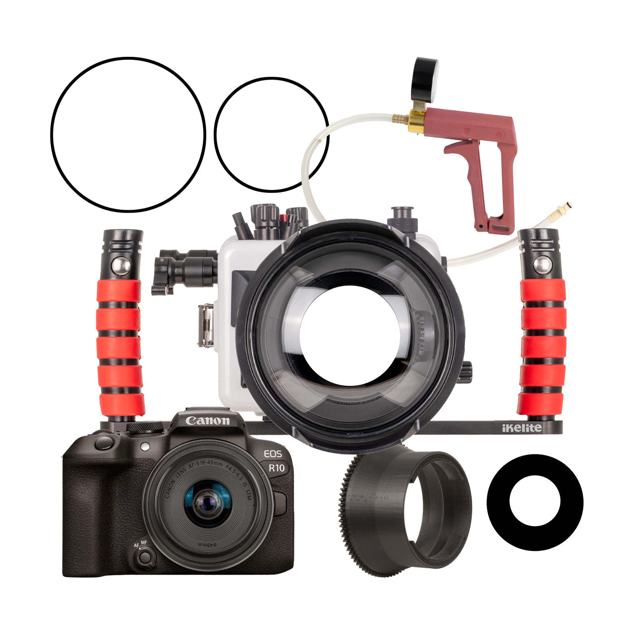 Ikelite Canon Eos R10 Kit W/ Port, Camera, Lens, Handles & Vacuum Delux Kit